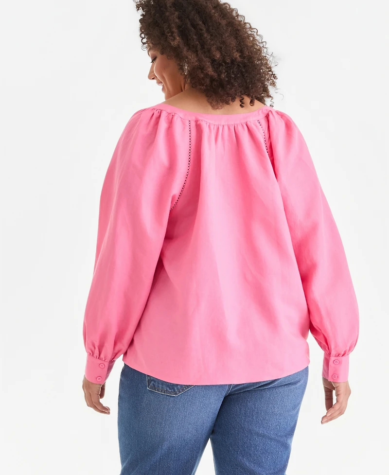 I.n.c. International Concepts Plus Size Bubble-Sleeve Top, Created for Macy's