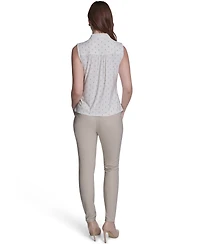 Tommy Hilfiger Women's Ruffle Placket Dot Top