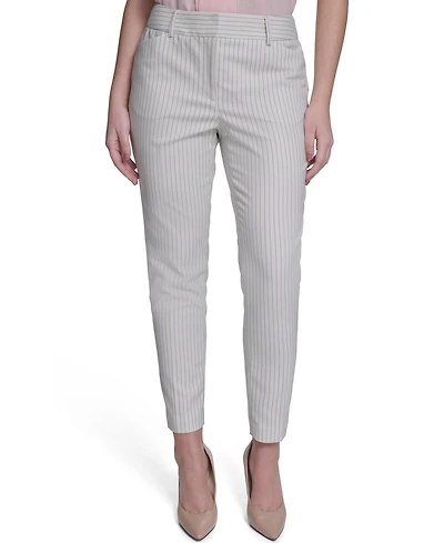 Tommy Hilfiger Women's Slim Fit Pinstripe Mid Rise Pants
