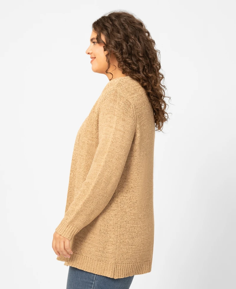 Melissa Paige Plus Jersey Stitch Long Open Front Cardigan, Macy's Exclusive