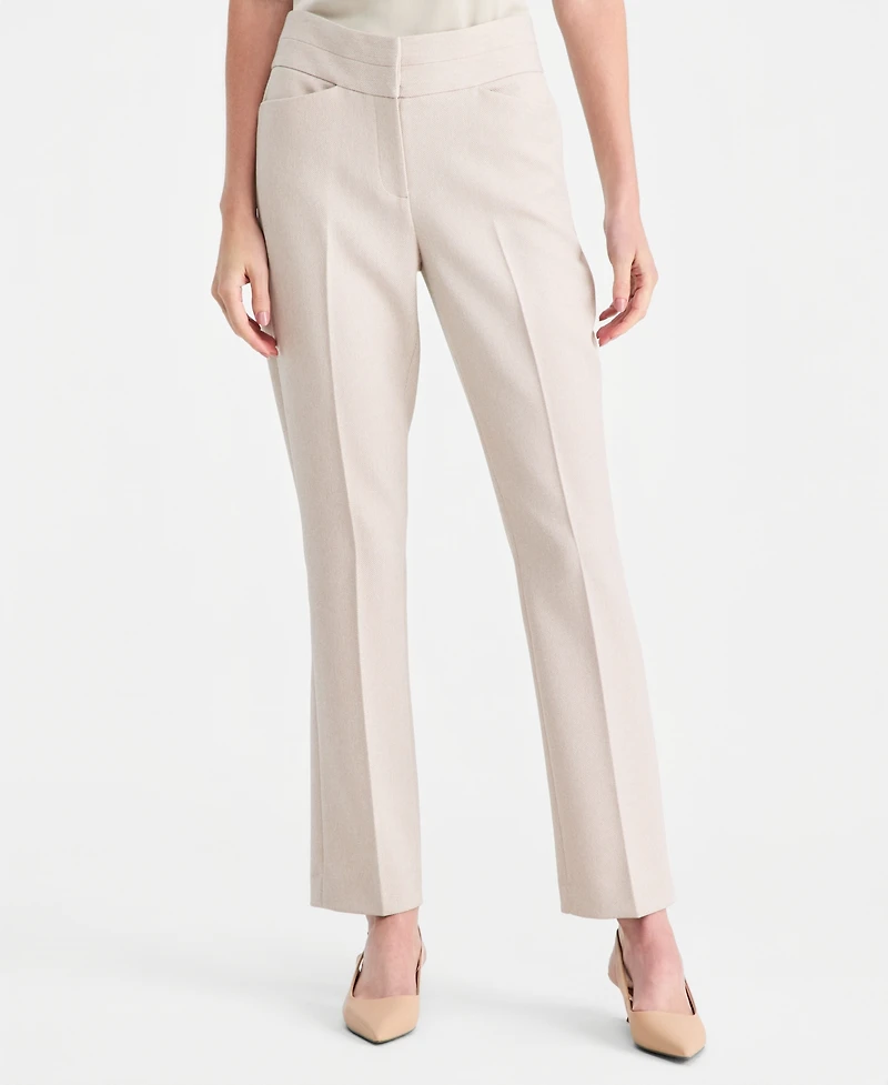 Tahari Asl Women's Twill Flat-Front Straight-Leg Pants