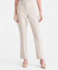 Tahari Asl Women's Twill Flat-Front Straight-Leg Pants