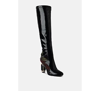 Ecstasy Fantasy Heel Patchwork Knee High Boots