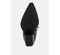 aries ankle length block heel cowboy boots