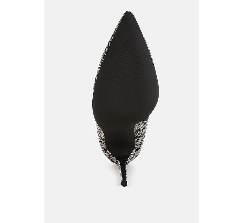 Moolah Embossed Stiletto Heel Ankle Boots