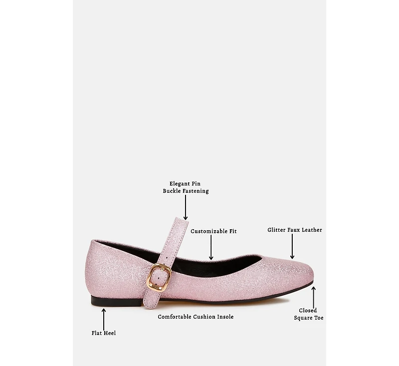 Herma Glitter Pin Buckle Ballerinas Women
