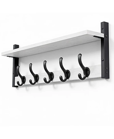 Yigii 29" Wall Shelf with Hooks for Entryway, Living Room, Bathroom
