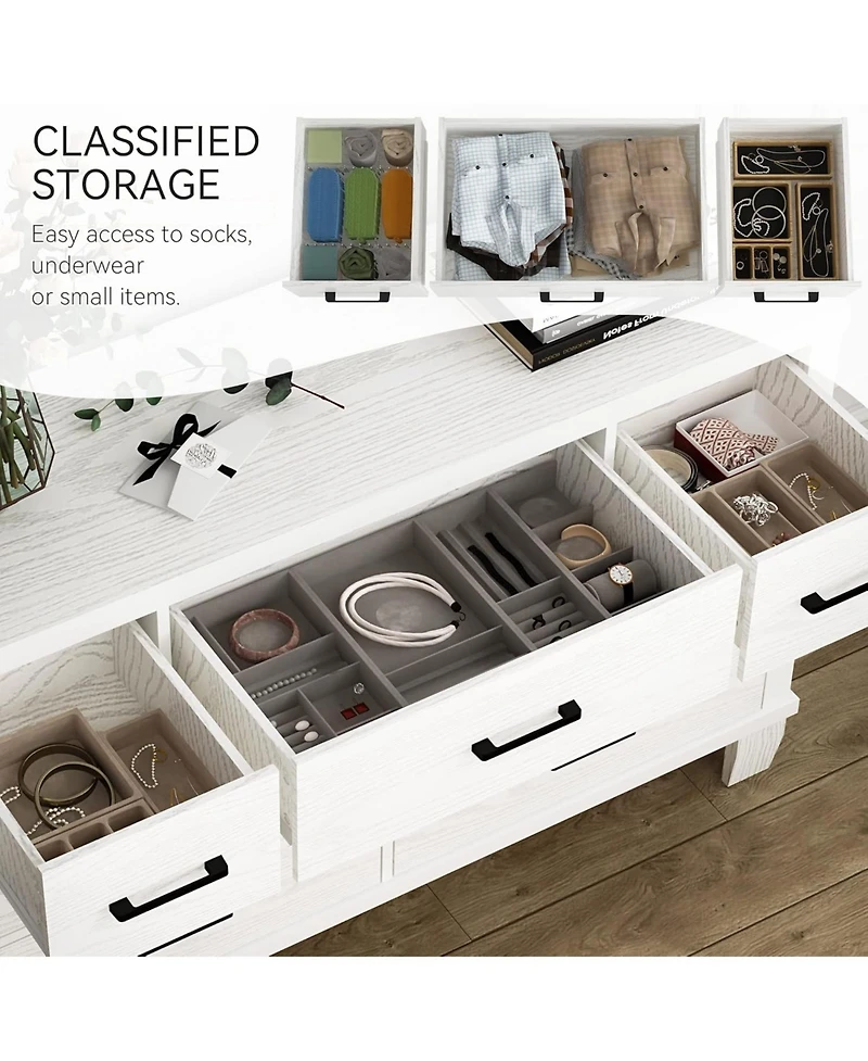gaomon TrailBlaze Dresser with 7 Drawers, 51'' Modern Wood Dresser Wide Chest of Drawers Closet with Metal Handle Wood Rustic Tall Dressers Chest