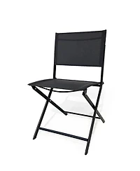 Flynama 3PCS Black Outdoor Patio Bistro Set Foldable Table and Sling Back Chairs Weather Resistant No Assembly Required