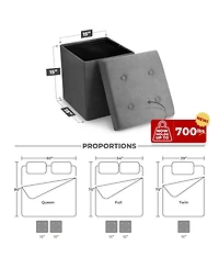 Sorbus Faux Suede Storage Ottoman Cube - Seat & Declutter! Plush cushion, hidden storage, lightweight & portable. Folds flat