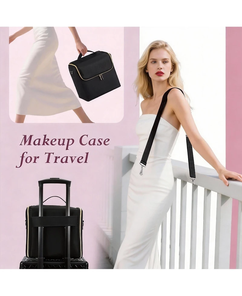 Yigii Large Makeup Organizer with 4 Tiers & Luggage Sleeve