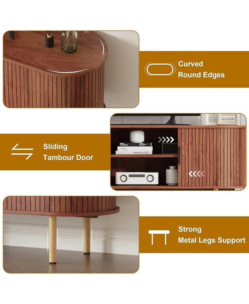 gaomon Tv Stand, Modern Console Table with Storage Compartment and Sliding Door