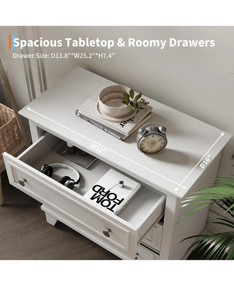 gaomon 3 Drawer Dresser, Wooden Storage Chest of Drawers with Exquisite Metal Handles, Small Cabinet, Modern Design Dresser