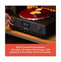 RadioShack Turntable With Professional Style 4001798: 3-Speed Vinyl Record Player Fm, Cd Player, Usb, Bluetooth, Two Detachable Speakers Included