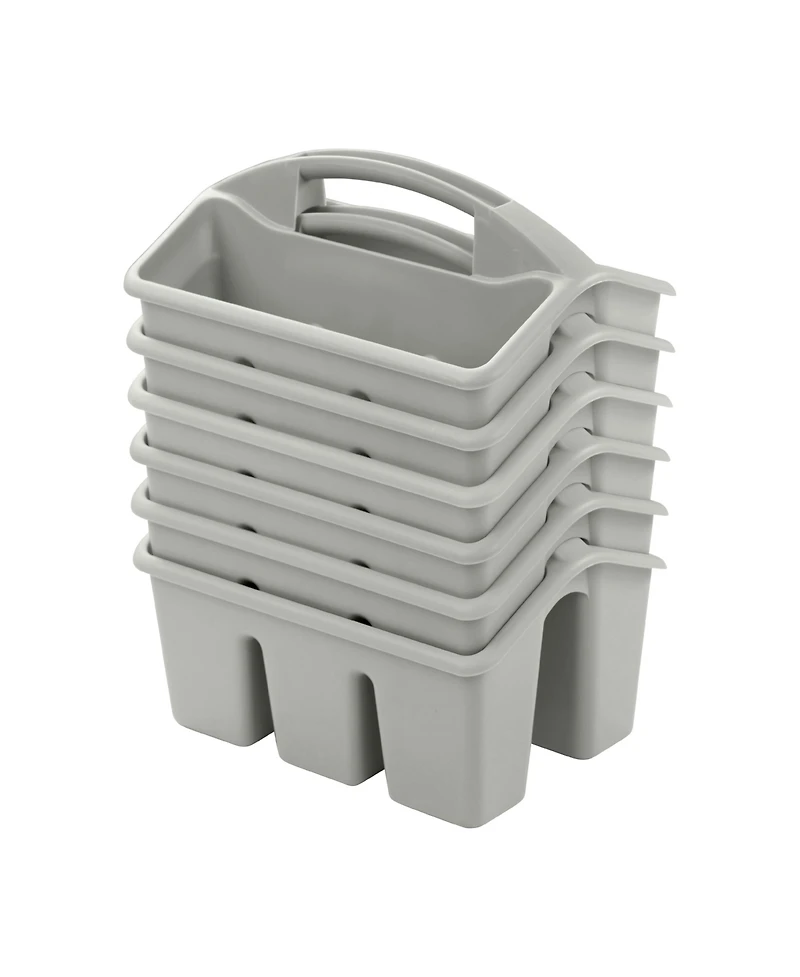 ECR4Kids 4-Compartment Small Caddy, Grey, 6-Pack