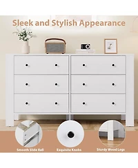 gaomon Oak 6 Drawer Dresser for Bedroom, Modern Wide Organizer with Storage Drawers, Entryway