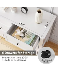 gaomon 6 Drawers Dresser for Bedroom, Farmhouse Wood Dressers Chest of Clothes, Tall Storage Organizer