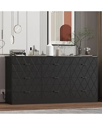 gaomon 9 Drawer Dresser, 63 Black Dresser for Bedroom with Power Outlet, Wide Drawer, Dressers Chests of Drawers