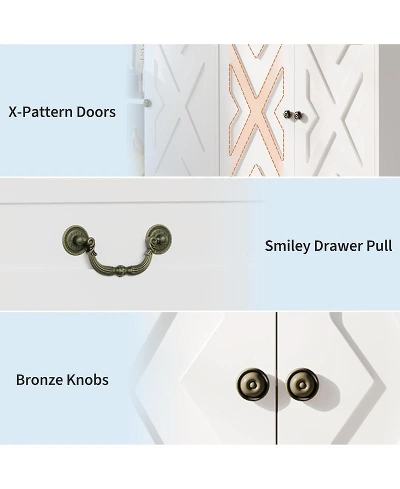 Gaomon 57" Farmhouse Buffet Cabinet with Storage, Sideboard with 4 Doors & 2 Drawers, White