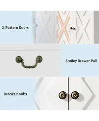 Gaomon 57" Farmhouse Buffet Cabinet with Storage, Sideboard with 4 Doors & 2 Drawers, White