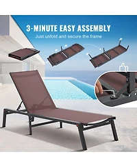 Slickblue Chaise Lounge Chair Outdoor Patio Adjustable 5-Position 2 pcs