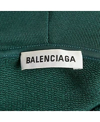 Pre-Owned Balenciaga Men's Green Logo Print Cotton Knit Hoodie