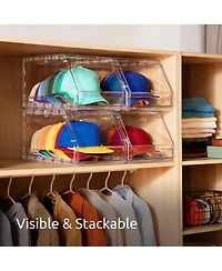 Yigii Stackable Baseball Cap Organizer with Clear View and Slide Drawer