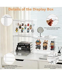Yigii Clear Acrylic Display Case with 3 Adjustable Dividers for Storage