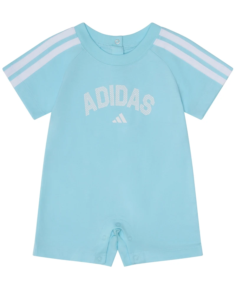 adidas Baby Boys' Short-Sleeve Graphic Raglan 3-Stripe Romper