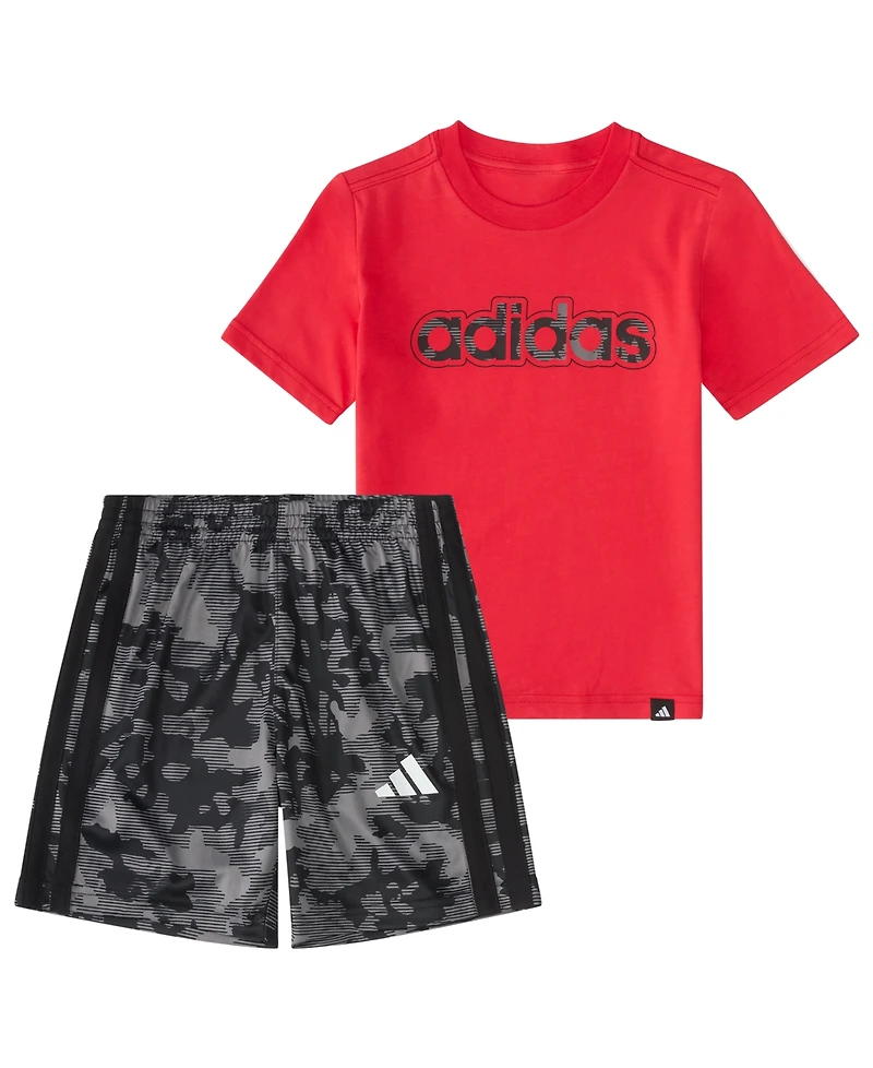 adidas Baby Boys' Short-Sleeve T-Shirt and Printed Shorts, 2-Piece Set