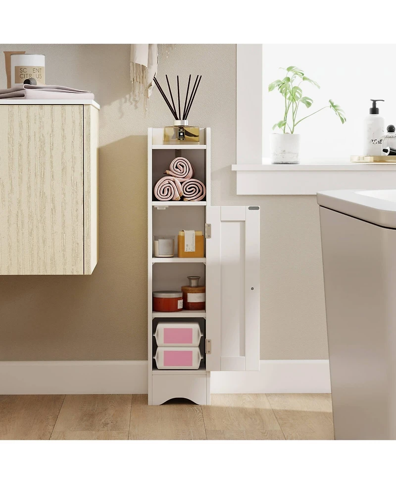 Costway Bathroom Storage Cabinet with Door Toilet Paper Holder Stand for Small Spaces