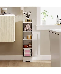 Costway Bathroom Storage Cabinet with Door Toilet Paper Holder Stand for Small Spaces