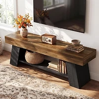 Tribesigns 63" Industrial Tv Stand for 55/65/70 Inch TVs, Rustic Wooden Media Console, Farmhouse Entertainment Center