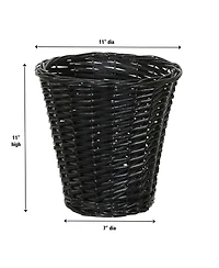 Household Essentials Wicker Waste Basket, Willow Weave Painted Black