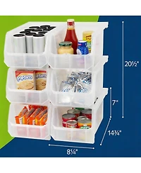 Yigii Large Stackable Storage Bins for Organizing Cabinets, Pantry, Closet, Garage, and Office 6-Pack