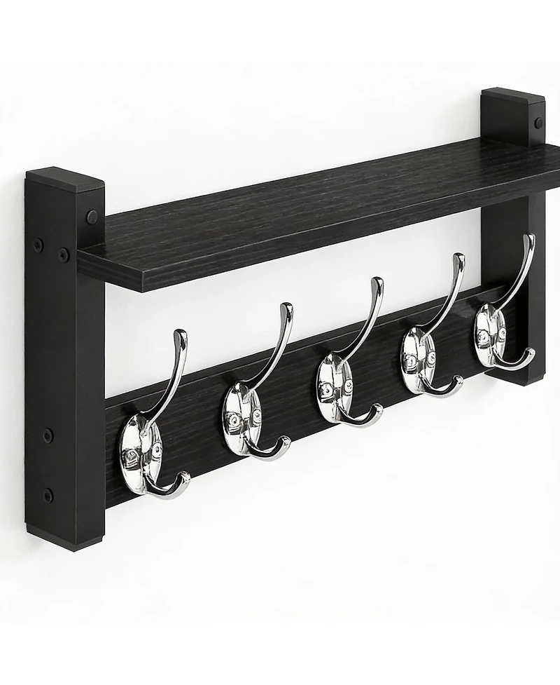 Yigii Stylish Wood Coat Rack with Shelf for Hanging Coats Hats Decor