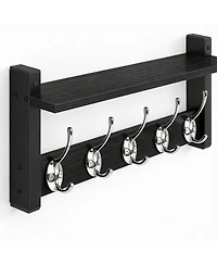 Yigii Stylish Wood Coat Rack with Shelf for Hanging Coats Hats Decor