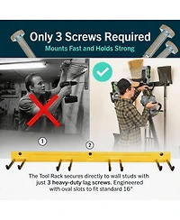 Yigii Wall-Mounted Tool Rack - 4 Hooks, Heavy-Duty Steel, 250lb Capacity, Easy Install