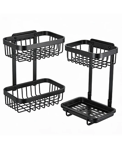Yigii Stainless Steel Adhesive Shower Caddy, 2-Pack, Rustproof, 8 Hooks, No Drill