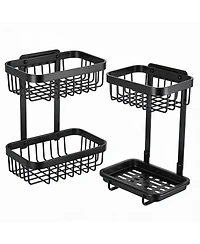 Yigii Stainless Steel Adhesive Shower Caddy, 2-Pack, Rustproof, 8 Hooks, No Drill