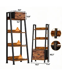 Yigii Arched Metal Bookshelf for Home Office and Living Room - 5 Shelves, Rustic Brown