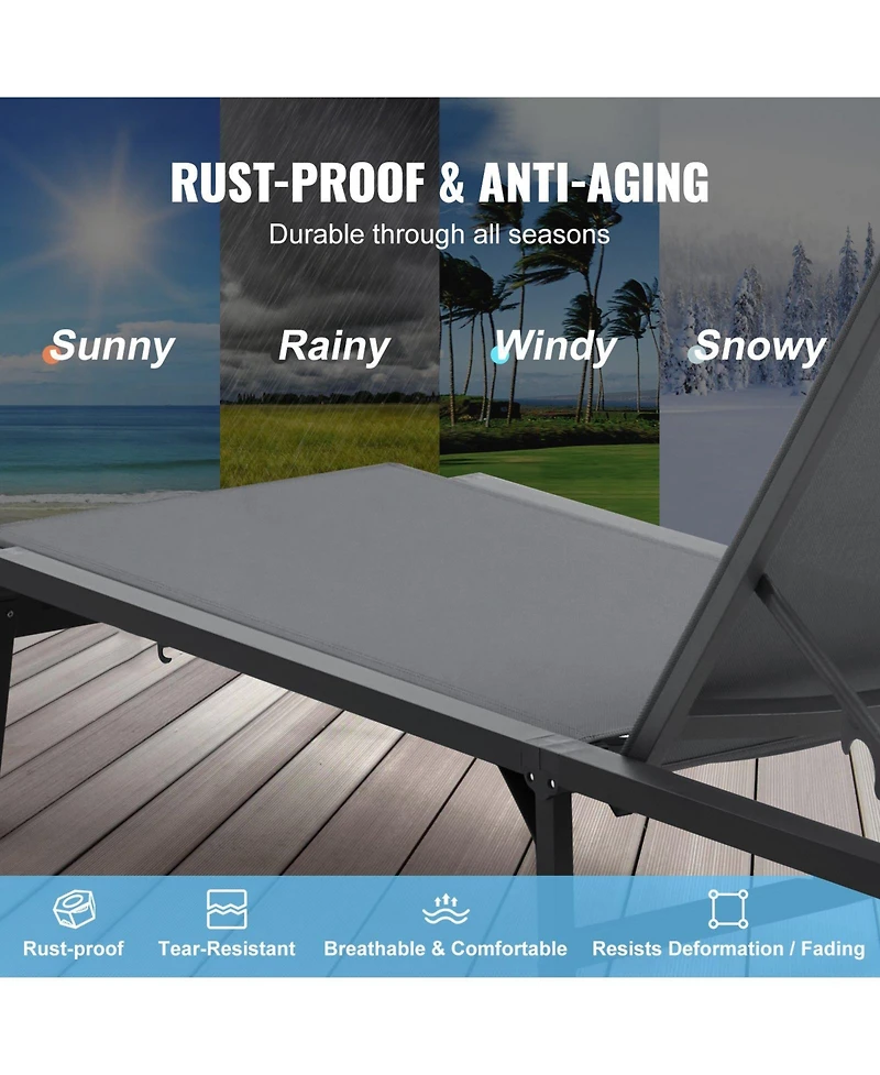 Slickblue Folding Aluminum Patio Chaise Lounge Chair for Pool and Beach