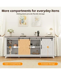 gaomon 66" Farmhouse Home Tv Stand for Up to 75" Television, Entertainment Center with Storage & Adjustable Shelf