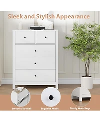 gaomon Dresser for Bedroom, Tall 5 Drawer with Deep Drawers Metal Knobs, Modern Wooden Double Chests of Kids Bedroom