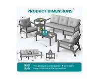 Pamapic 7-Piece Hdpe Patio Conversation Seating Set with Cushions