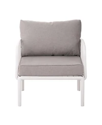 Flynama 9 Piece Modern Outdoor Patio Sectional Conversation Set with Two Square Coffee Tables Waterproof Thick Cushions