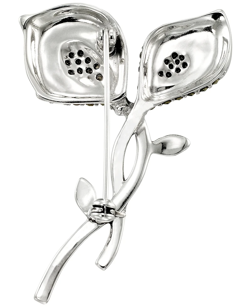 Macy's Marcasite (2.2 ct. t.w.) and Pink Crystal (0.49 ct. t.w.) Brooch in Sterling Silver