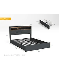 Boyel Living Queen Bed Frame with 4 Storage Drawers, Led Light, and Charging Station