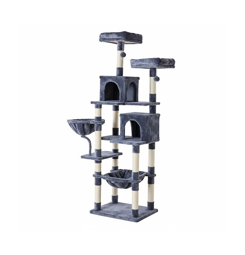 Zeus & Ruta 71in Cat Tree Tower: Large Multi-Story, Sisal Posts, Extended Platform, Hammock