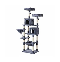 Zeus & Ruta 71in Cat Tree Tower: Large Multi-Story, Sisal Posts, Extended Platform, Hammock